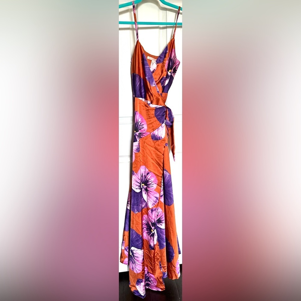 Anthropologie Hutch Satin Floral Maxi Dress NWT XS Vacation Event - Picture 9 of 16